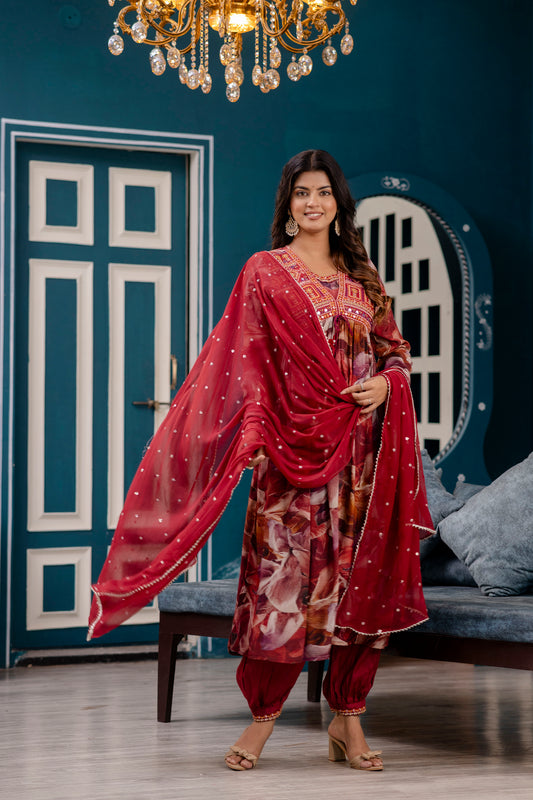 Alia Cut Kurti Afgani Dupatta