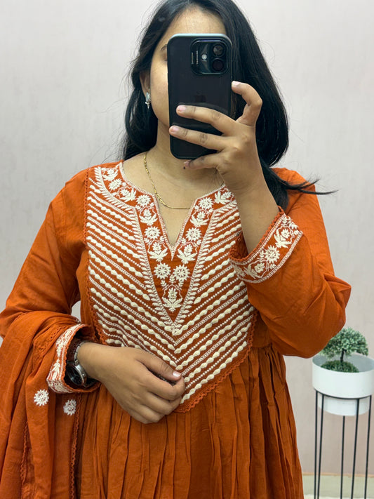 Mul Cotton Anarkali Suit Set