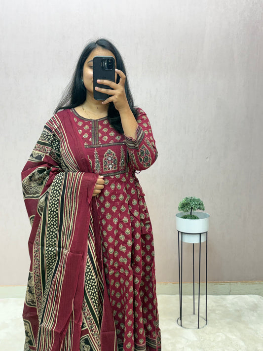 Cotton Anarkali Suit Set