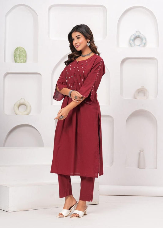 Cotton Solid Kurti with pant