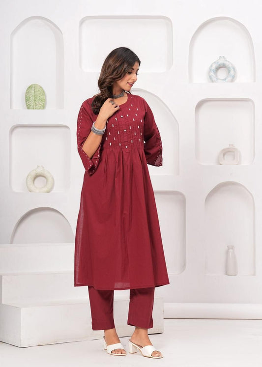Cotton Solid Kurti with pant