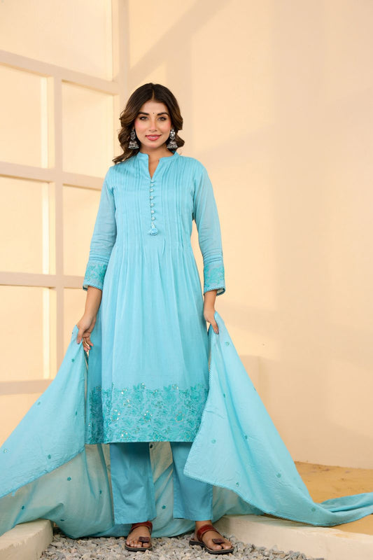 Mulmul Cotton A-line Suit Set