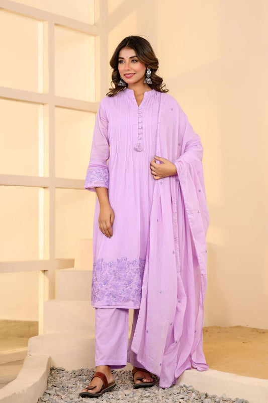 Mulmul Cotton A-line Suit Set
