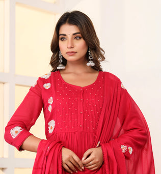 Mulmul Cotton Kurti Pant Dupatta Set