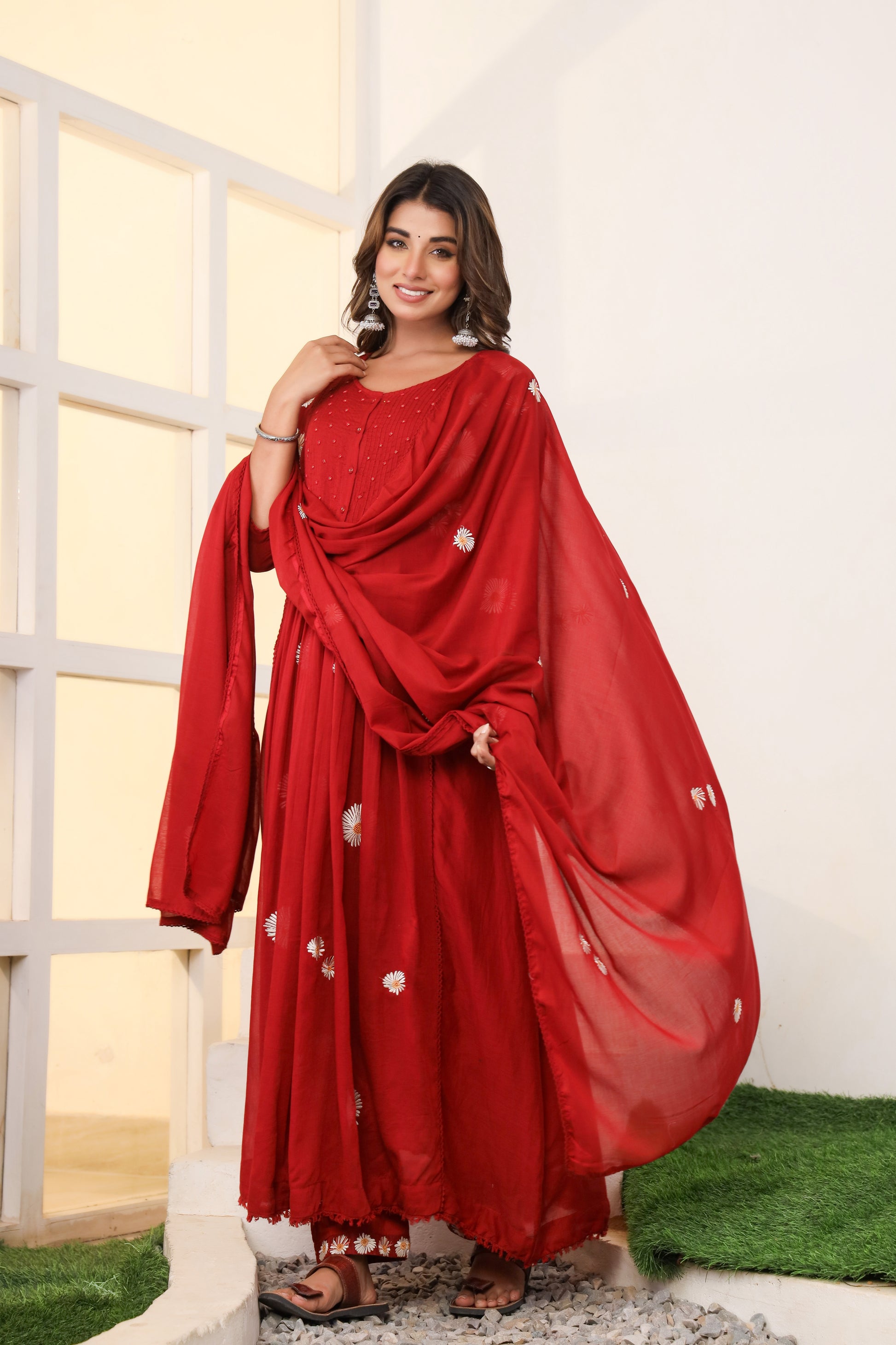 Mulmul Cotton Kurti Pant Dupatta Set