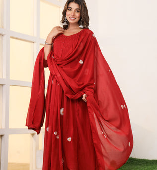 Mulmul Cotton Kurti Pant Dupatta Set