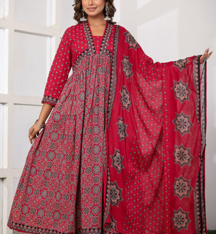 Cotton Kurti Pant Dupatta Set