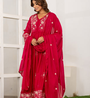 Mulmul Cotton Kurti Pant Dupatta Set