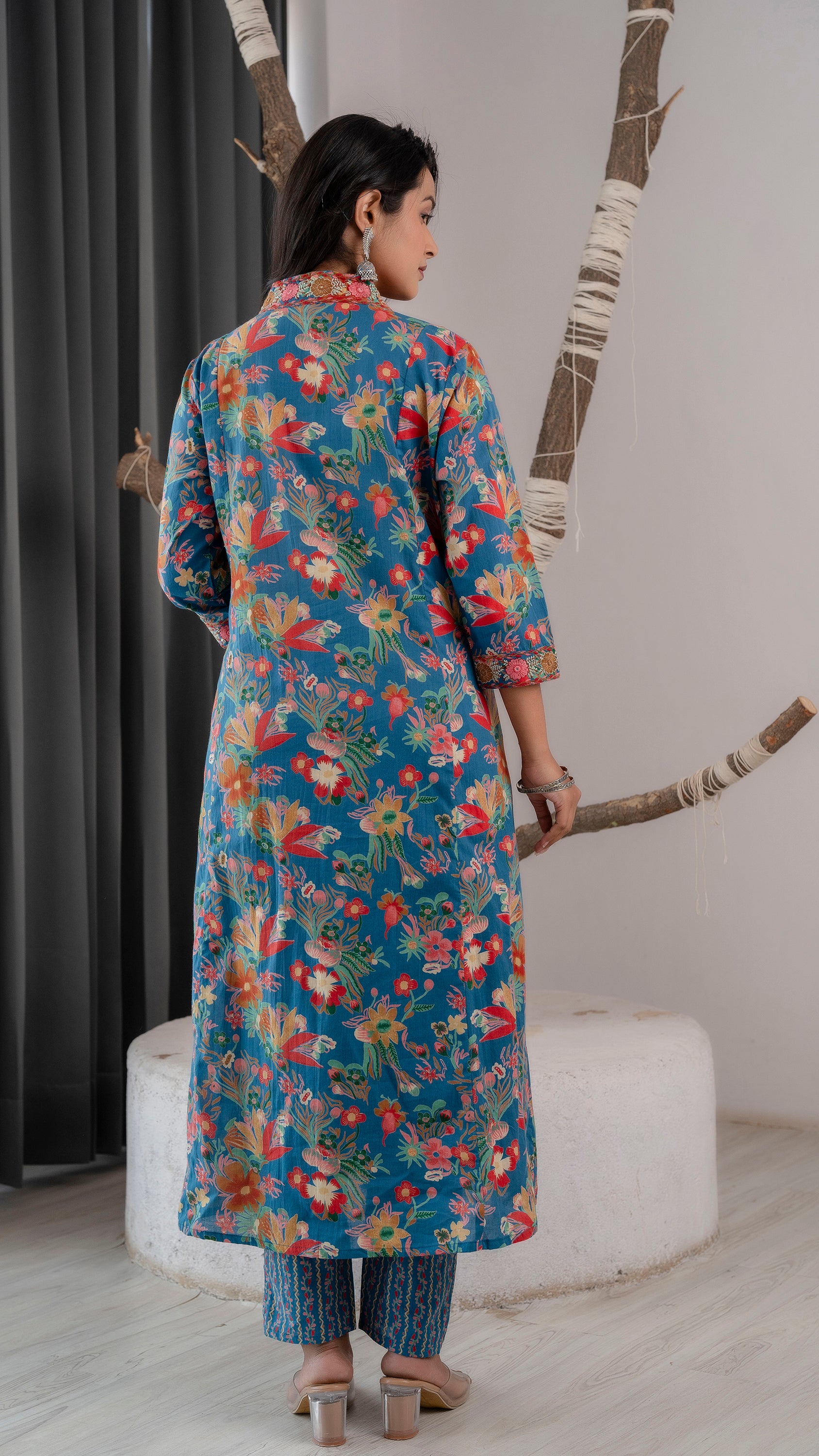 Cotton Anarkli Kurti With Pant And Dupatta