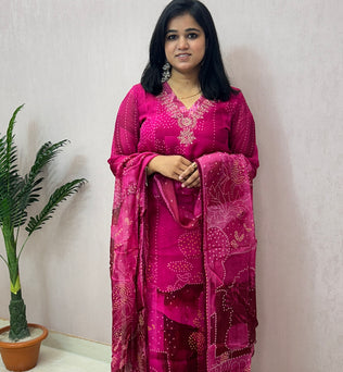 Festive Bandhej Suit Set