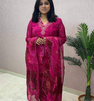 Festive Bandhej Suit Set