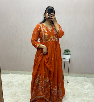 Mul Cotton Anarkali Suit Set