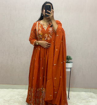 Mul Cotton Anarkali Suit Set