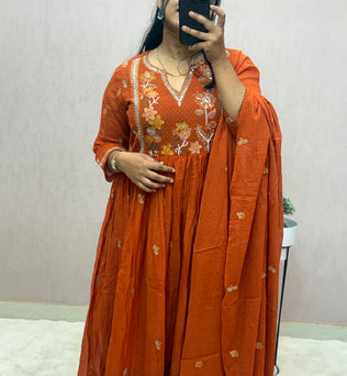 Mul Cotton Anarkali Suit Set