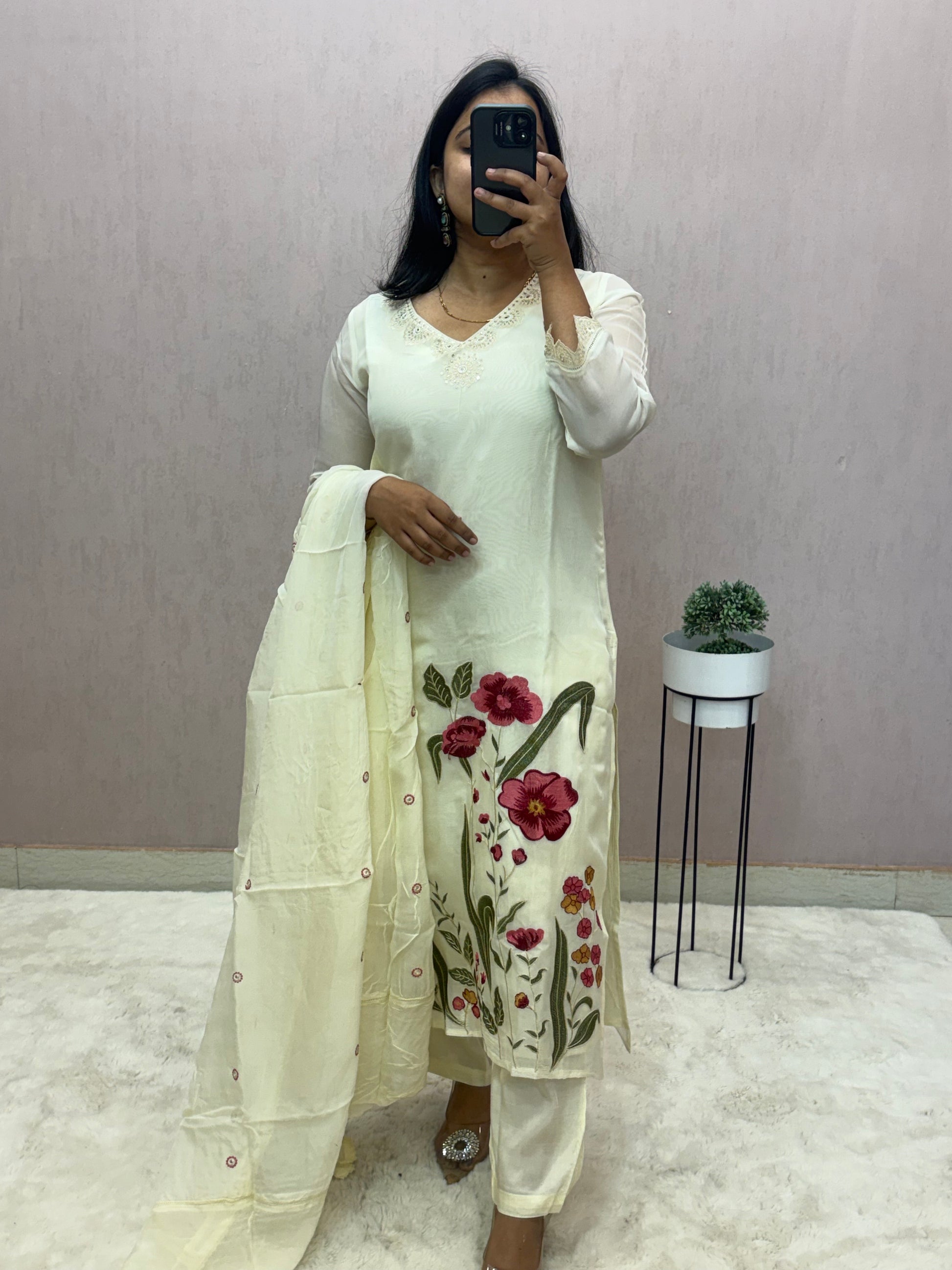 Organza Straight Suit Set