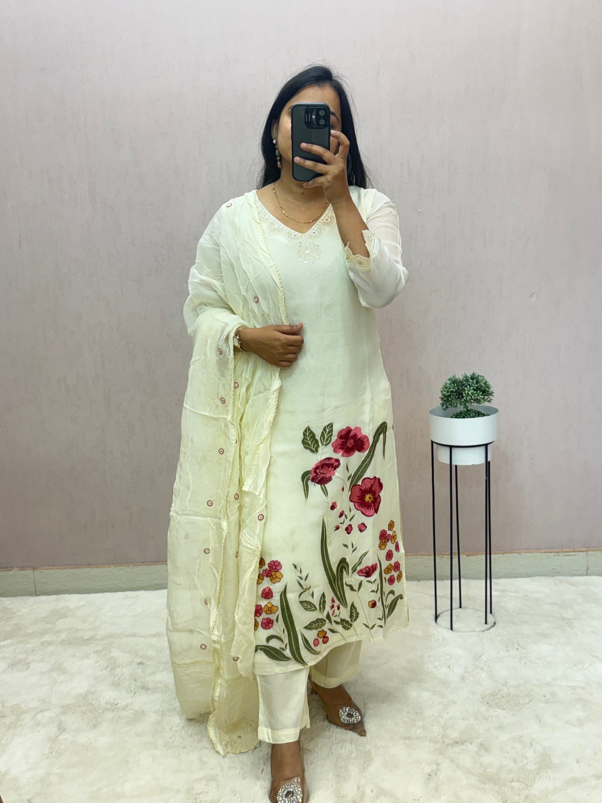 Organza Straight Suit Set