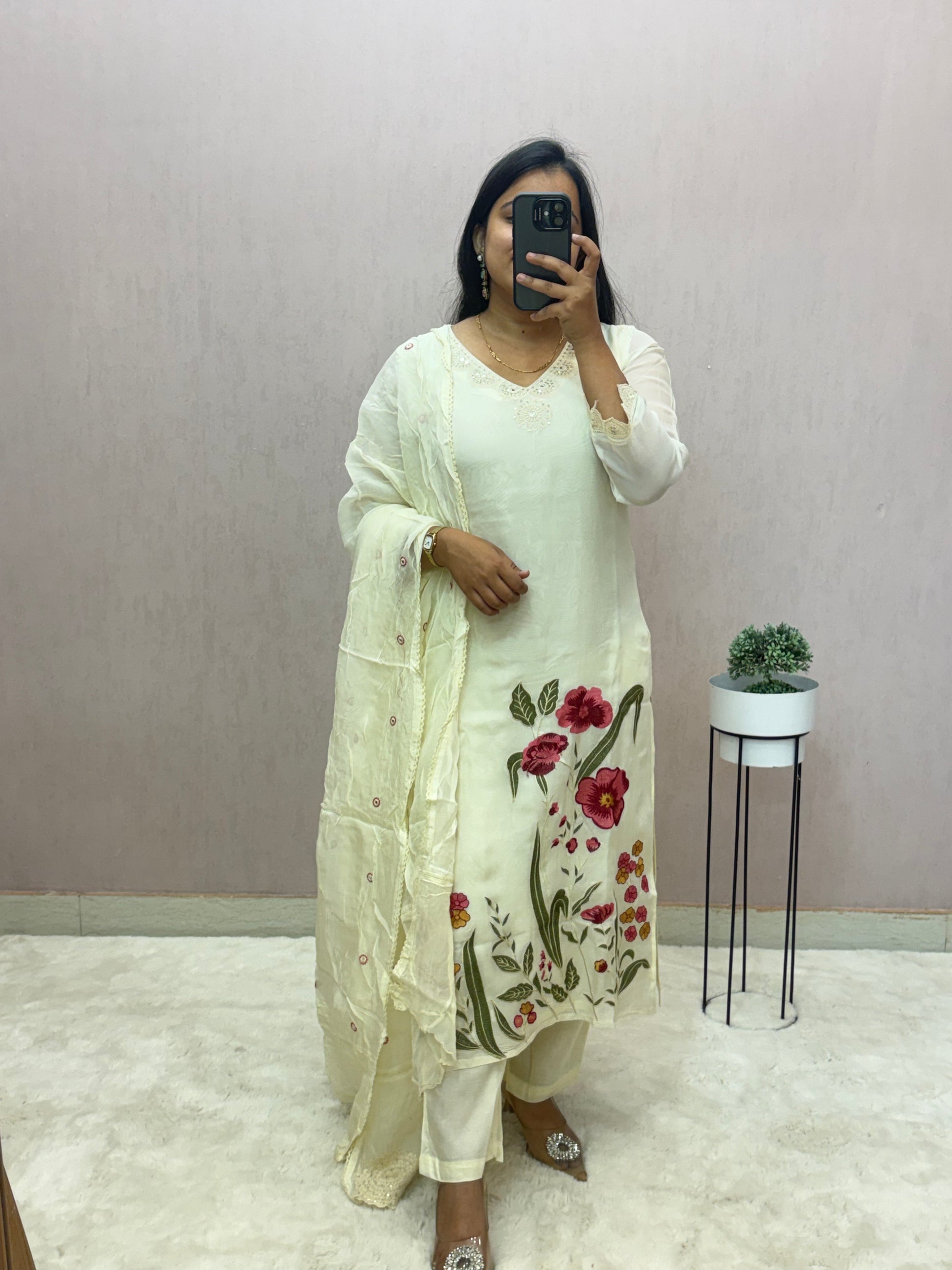 Organza Straight Suit Set