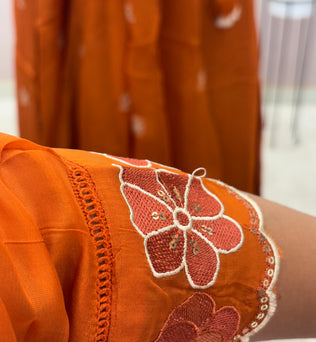 Rust Organza A-line Suit Set