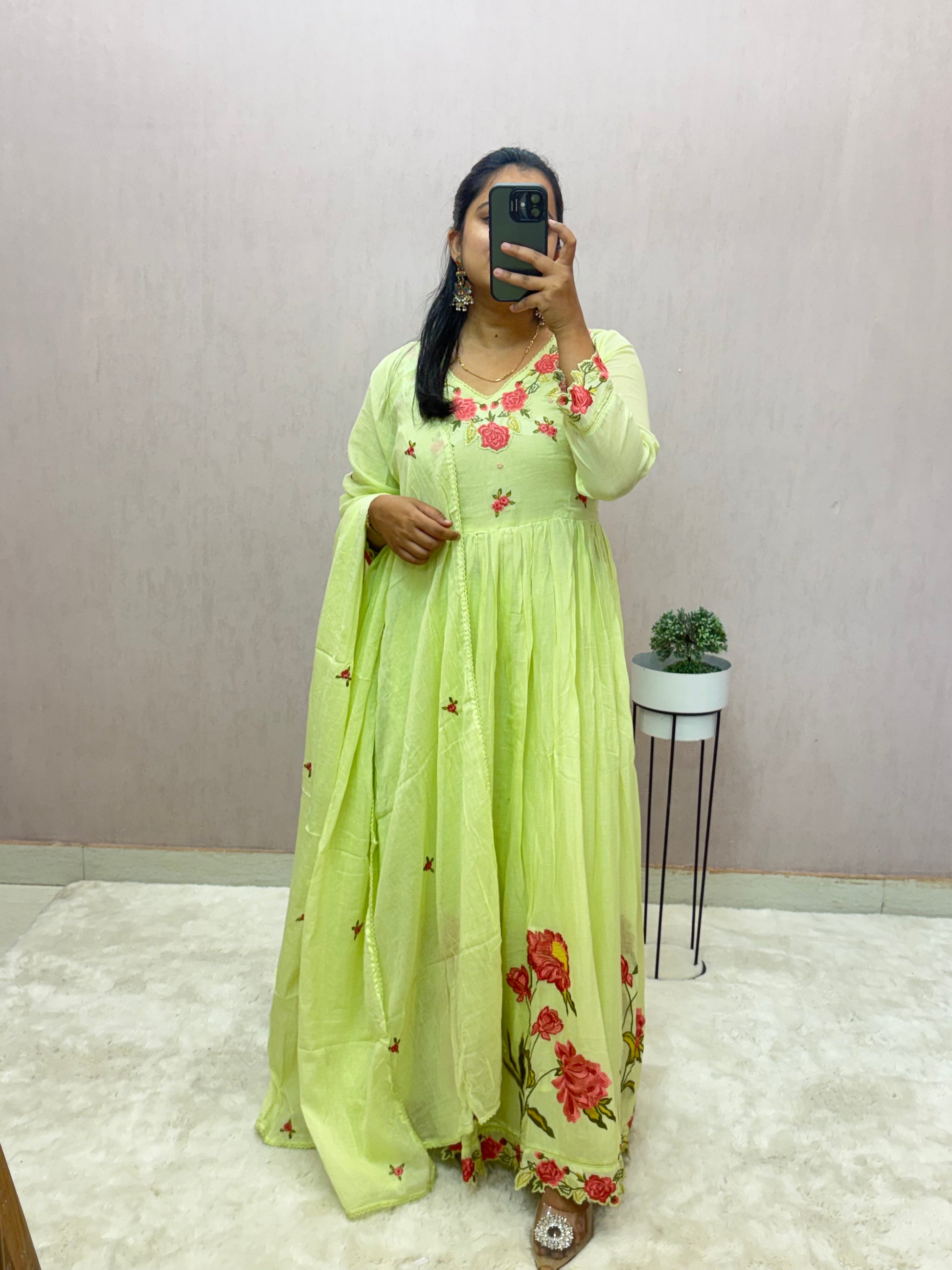 Mul Cotton Anarkali Suit Set