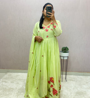 Mul Cotton Anarkali Suit Set