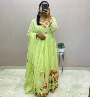 Mul Cotton Anarkali Suit Set