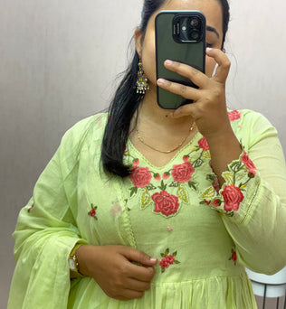 Mul Cotton Anarkali Suit Set