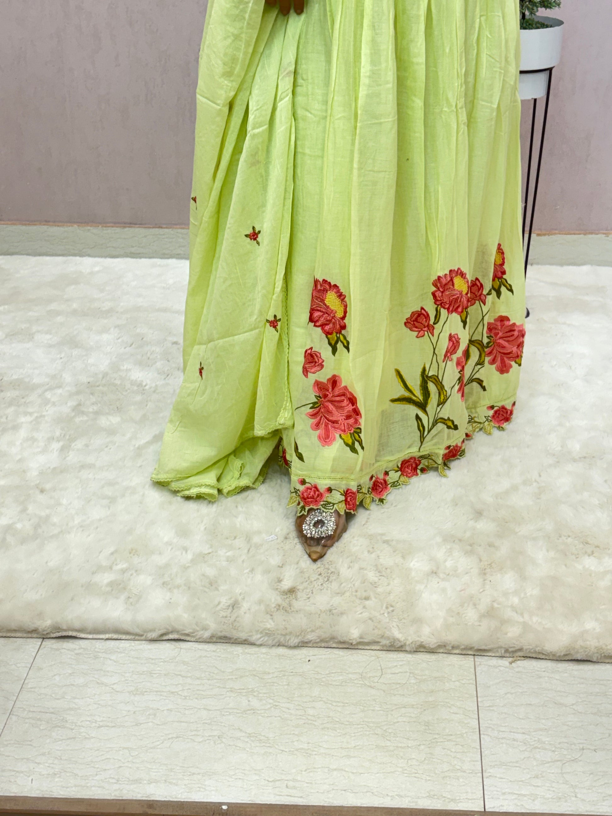 Mul Cotton Anarkali Suit Set