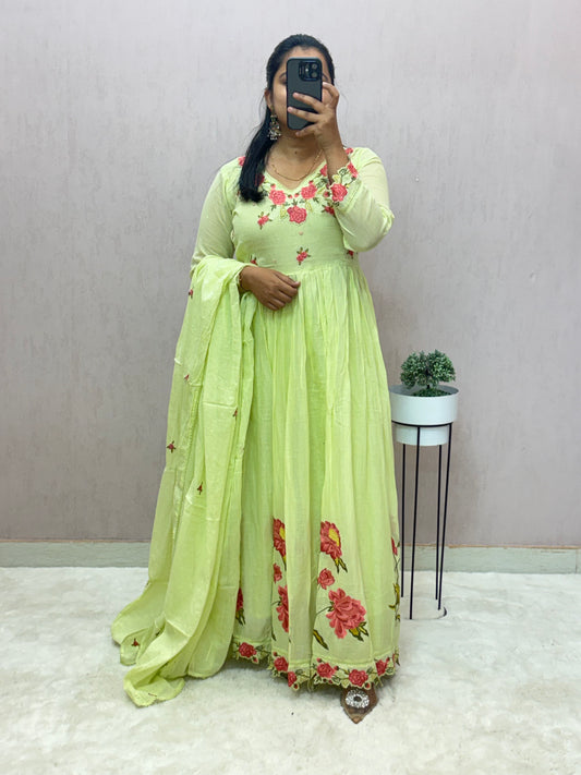 Mul Cotton Anarkali Suit Set