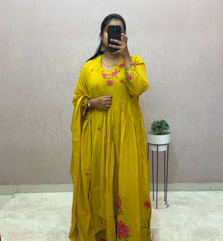 Mul Cotton Anarkali Suit Set