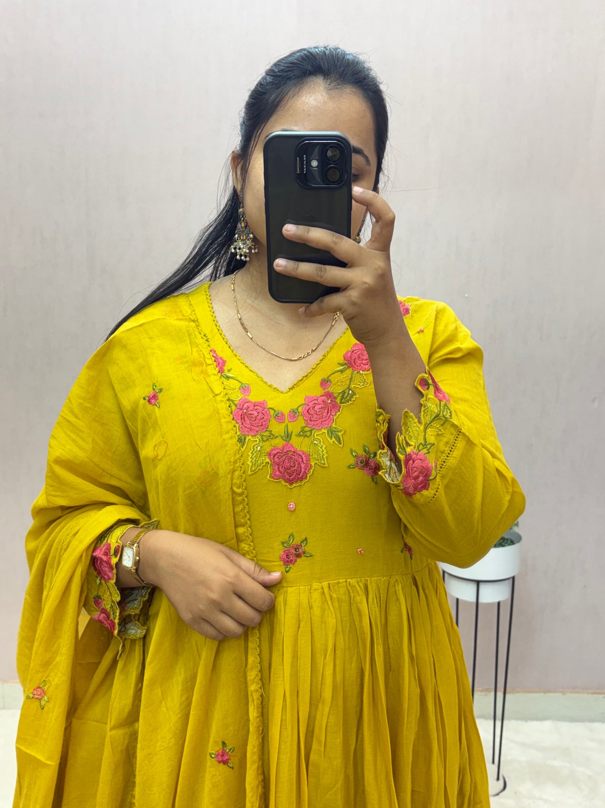 Mul Cotton Anarkali Suit Set