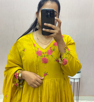 Mul Cotton Anarkali Suit Set