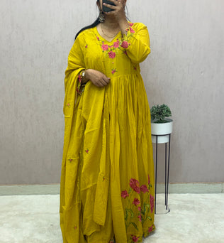 Mul Cotton Anarkali Suit Set