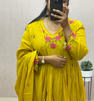 Mul Cotton Anarkali Suit Set