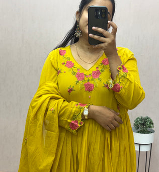 Mul Cotton Anarkali Suit Set