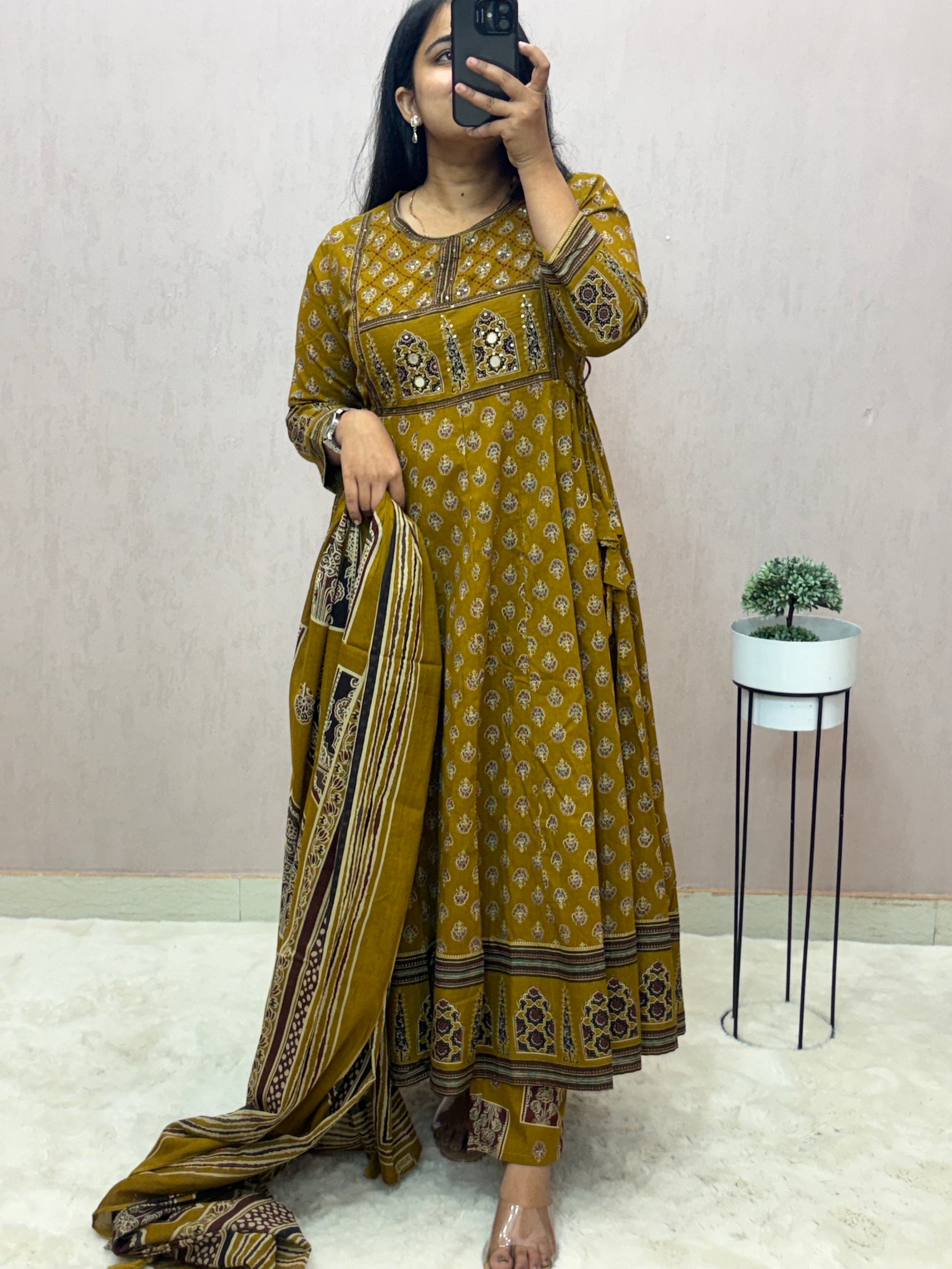 Cotton Anarkali Suit Set