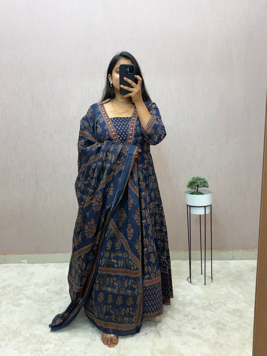 Cotton Anarkali Suit Set