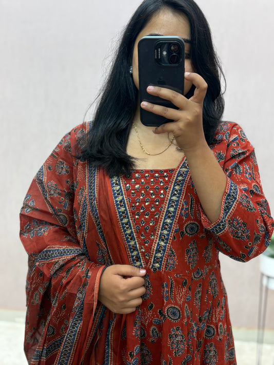 Cotton Anarkali Suit Set