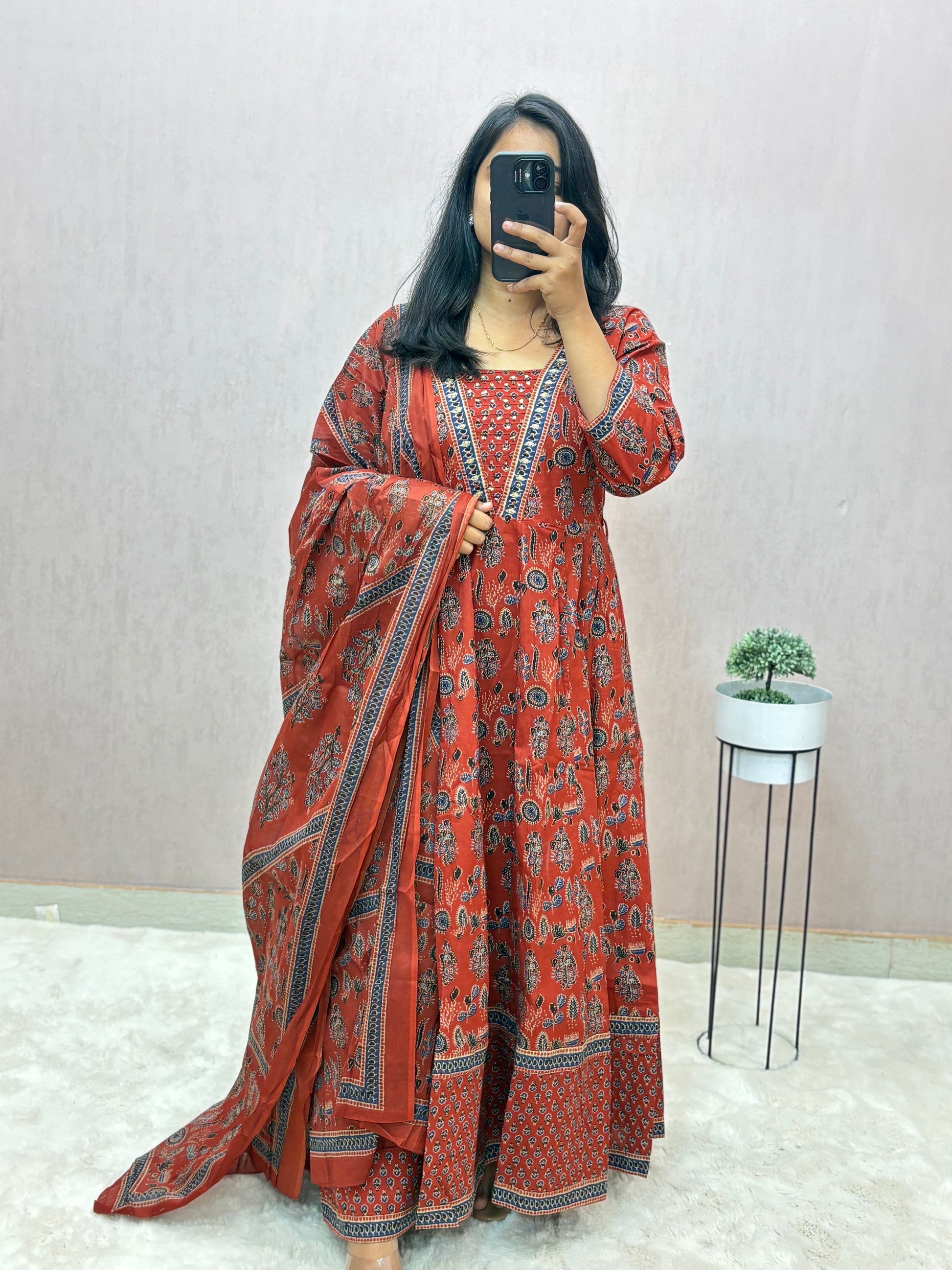 Cotton Anarkali Suit Set