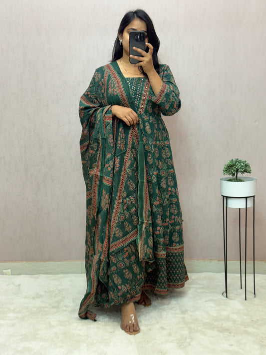 Cotton Anarkali Suit Set