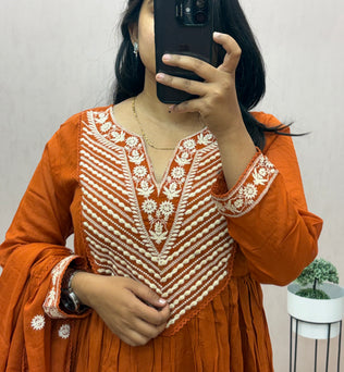 Mul Cotton Anarkali Suit Set