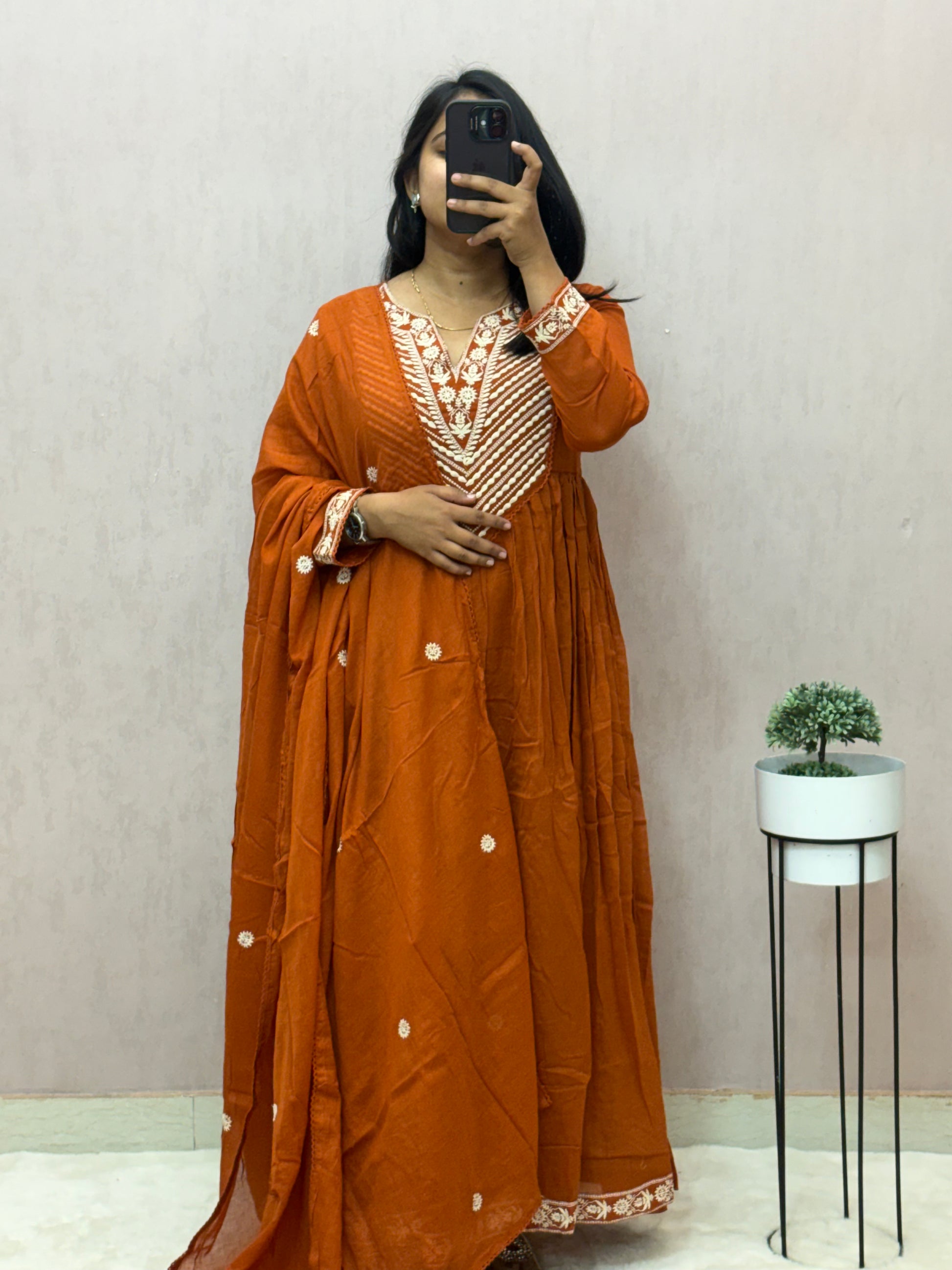 Mul Cotton Anarkali Suit Set