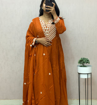Mul Cotton Anarkali Suit Set