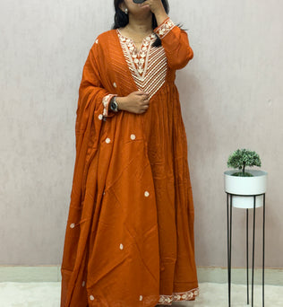 Mul Cotton Anarkali Suit Set