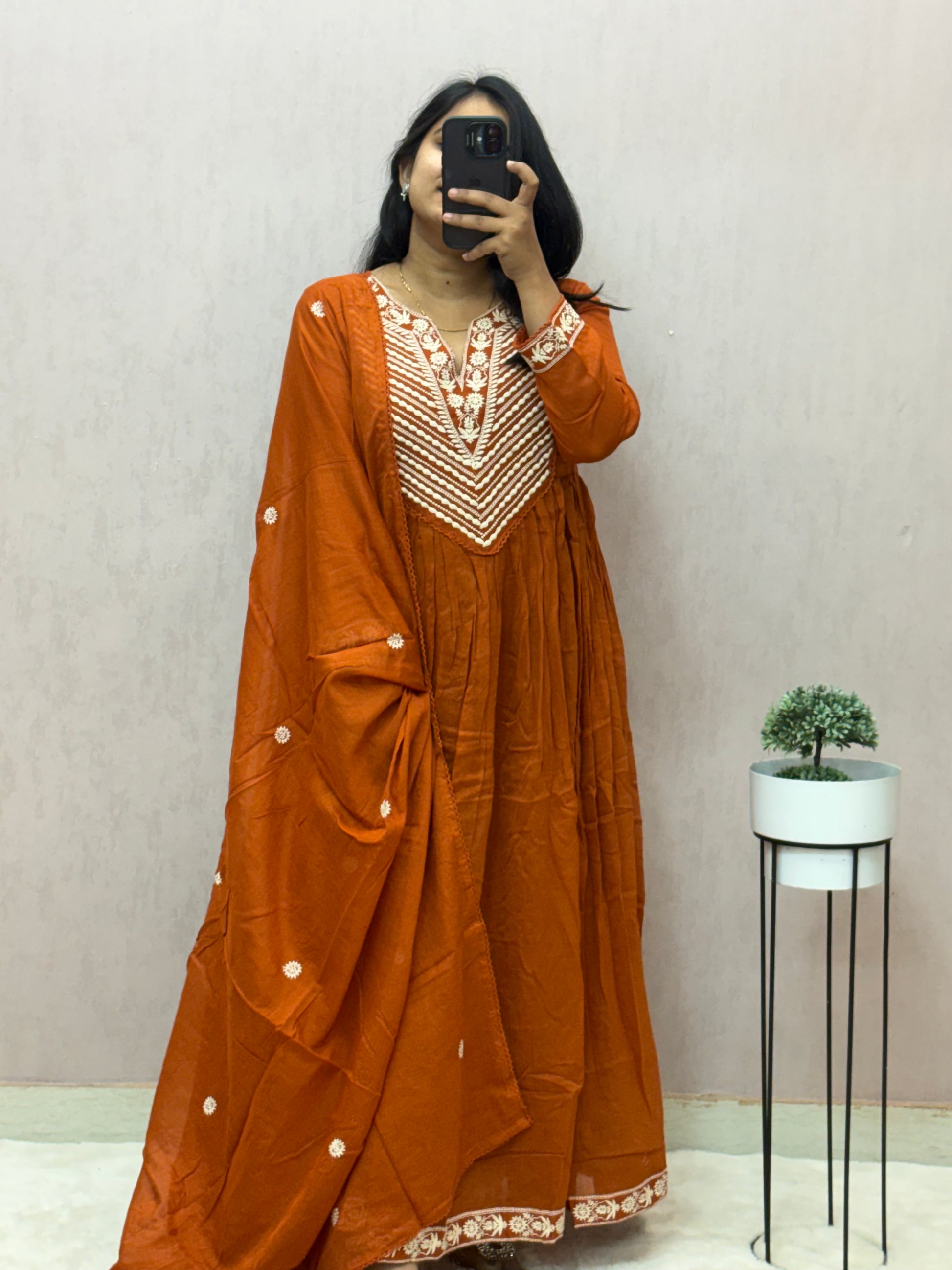 Mul Cotton Anarkali Suit Set