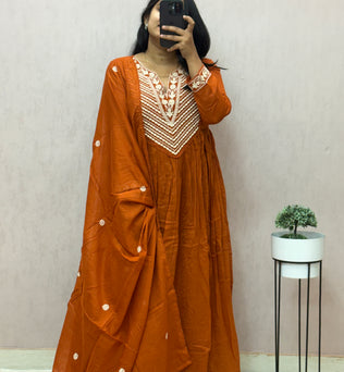 Mul Cotton Anarkali Suit Set