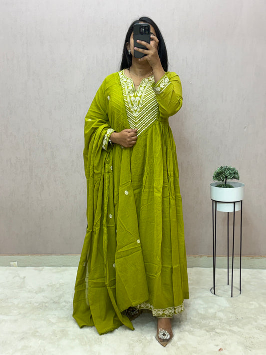 mul Cotton Anarkali Suit Set