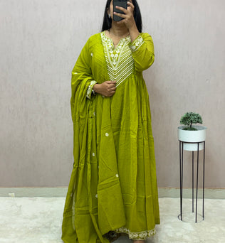 mul Cotton Anarkali Suit Set
