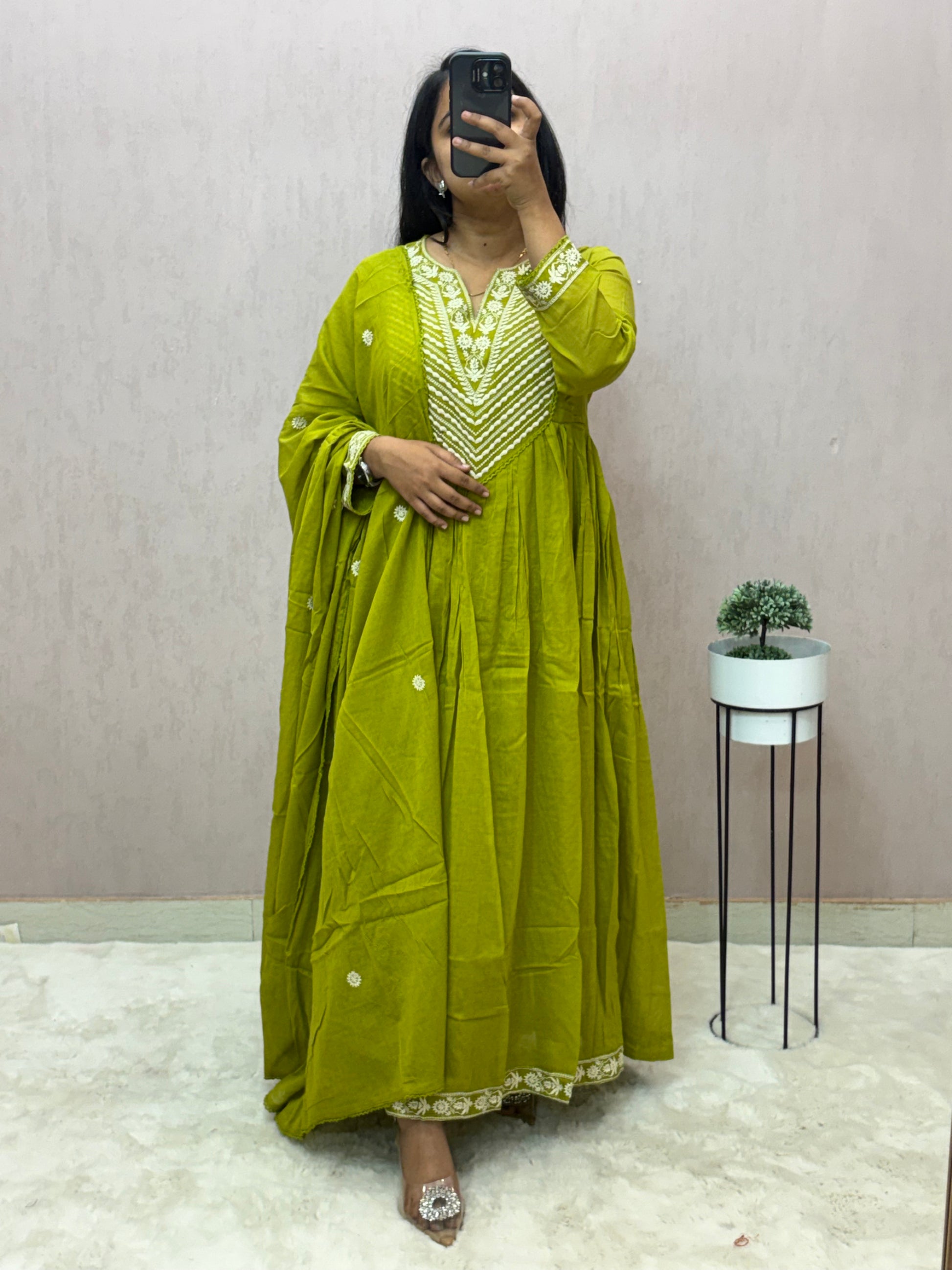 mul Cotton Anarkali Suit Set