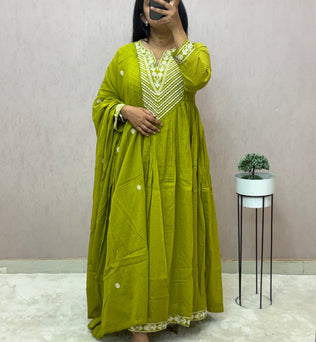 mul Cotton Anarkali Suit Set