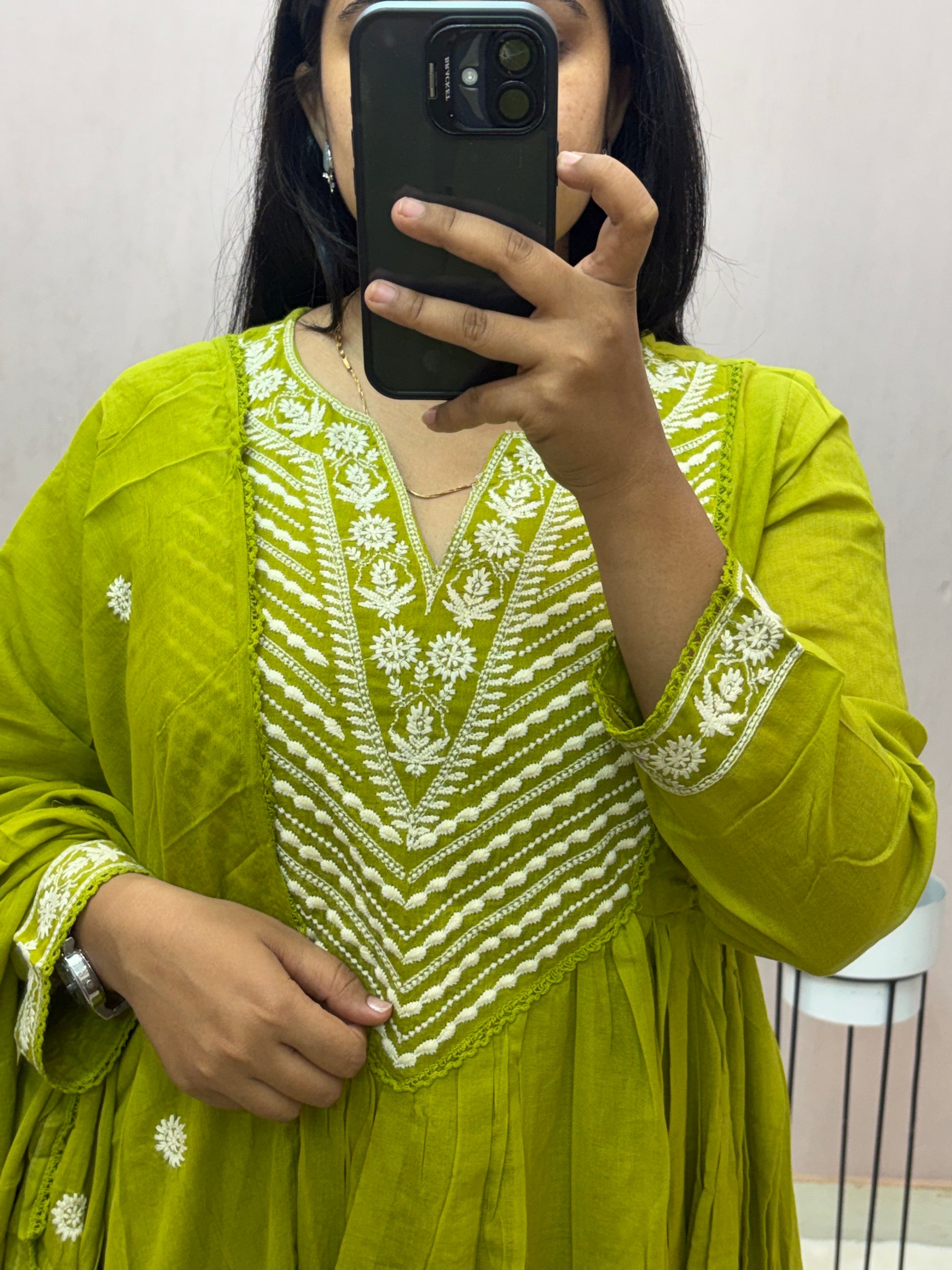 mul Cotton Anarkali Suit Set